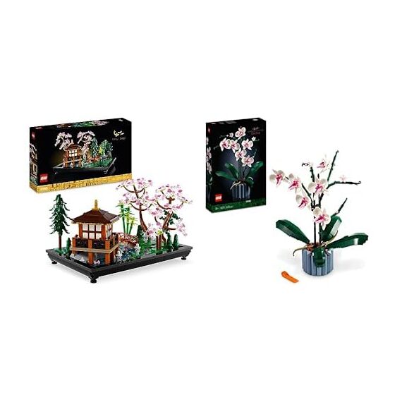 LEGO Icons Garten der Stille, Botanical Zen-Garten-Set für Erwachsene mit Lotusblumen & 10311 Icons Orchidee, Künstliche Pflanzen Set mit Blumen