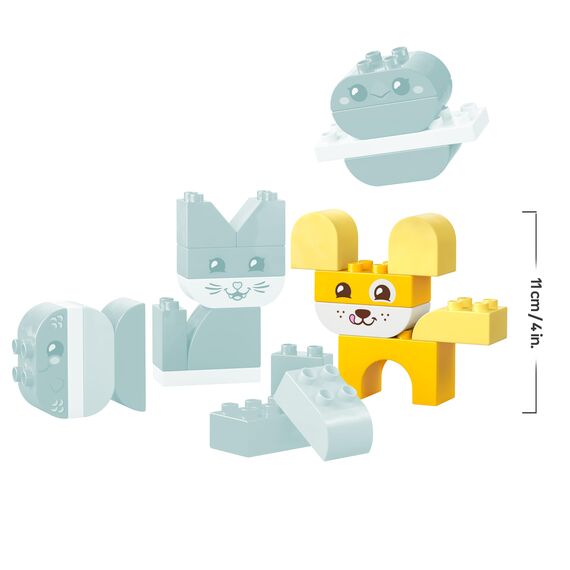 LEGO DUPLO 3-in-1 Kreative Tiere - Kleinkinder Lernspielzeug zur Förderung der Feinmotorik - Tierfiguren inkl. Hund, Katze, Vogel und Fisch - Geschenk für Babys, Mädchen und Jungen ab 1 Jahr - 10477