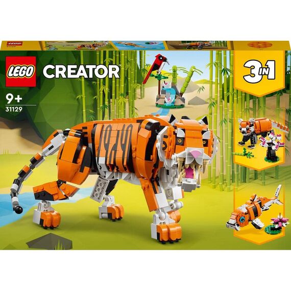 LEGO 31129 Creator Majestätischer Tiger, Panda oder Fisch & 31088 Creator Bewohner der Tiefsee, Spielzeug mit Meerestieren Figuren: Hai, Krabbe, Tintenfisch und Seeteufel, Set für Kinder ab 7 Jahre
