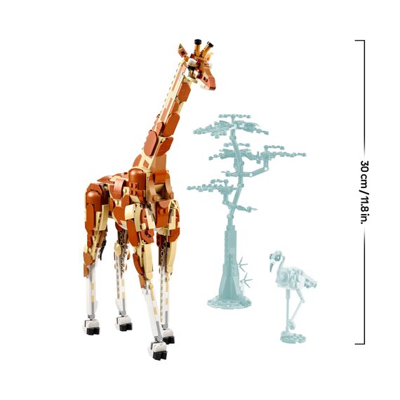 LEGO Creator 3in1 Wild Safari Animals, Giraffe Toy to Gazelle Figures to Lion Model, Set for Kids, Girls & Boys Aged 9 Plus, Includes Flamingo and Butterfly, Nature Gifts for Imaginative Play 31150