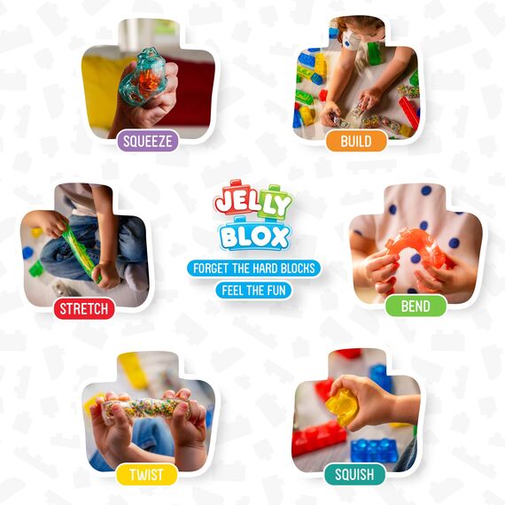 Jelly Blox - Farm Set, Sensorisches Spielzeug für Kinder ab 2 Jahren, Bauset mit 18 weichen, Sensorischen Bauernhoftieren und -Figuren, Bauernhof-Set mit Weichen und Flexiblen Bausteine, Geschenkidee