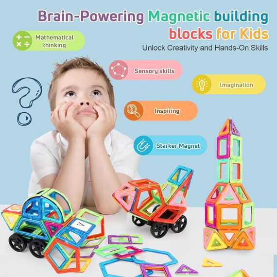 mysoler Magnetische Bausteine 123 Teile Magnetbausteine Magnete Kinder Magnetspielzeug für Kinder ab 2 3 4 5 6 7 8 Jahre Lernspielzeug Bauklötze Bausatz Pädagogisches Geschenk