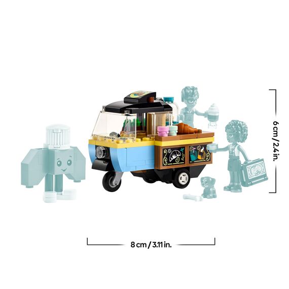 LEGO Friends Rollendes Café, Kleines Bäckerei-Spielzeug für Kinder, Geschenk für Mädchen und Jungen ab 6 Jahren, Lernspielzeug mit den Figuren Aliya, Jules und dem Hund Aira 42606