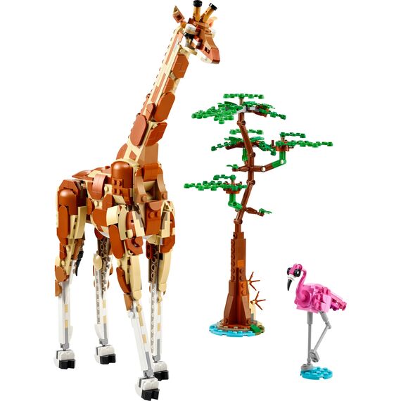 LEGO Creator 3in1 Wild Safari Animals, Giraffe Toy to Gazelle Figures to Lion Model, Set for Kids, Girls & Boys Aged 9 Plus, Includes Flamingo and Butterfly, Nature Gifts for Imaginative Play 31150