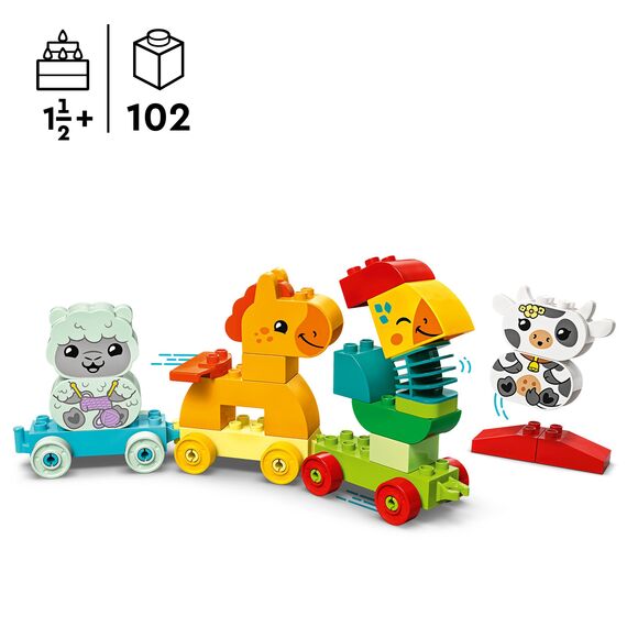 LEGO DUPLO My First Animal Train Set - Educational Toy for Toddlers - incl. Rooster, Horse, Lamb & Cow Farm Animal Figures, Birthday Gift for 1+ Year Old Boys & Girls - 10412
