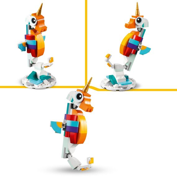 LEGO Creator 3in1 Magical Unicorn Toy - Animal Figure Transforms into a Seahorse or Peacock - Creative Gift for 7+ Year Old Girls & Boys - 31140