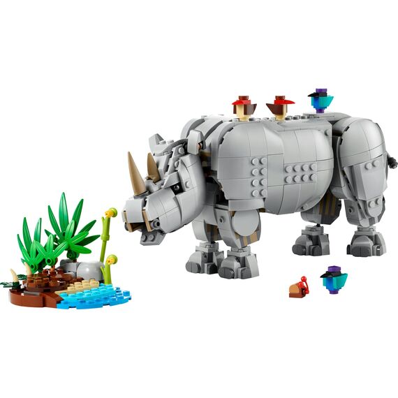LEGO Creator 3in1 Wild Animals: Majestic Rhino with Birds Toy - Animal Figure Transforms into a Hippo Model or a Walrus - Creative Gift for 9+ Year Old Girls & Boys - 31171