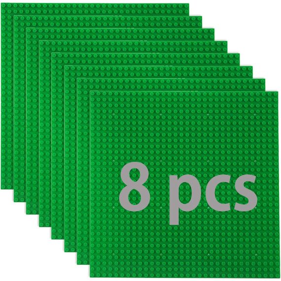 8 Platten-Set Bauplatte Kompatibel mit Meisten Marken,Classic Bausteine Grundplatte,Kompatibel mit Bauplatte Lego Classic,25.5 * 25.5cm, Grüne