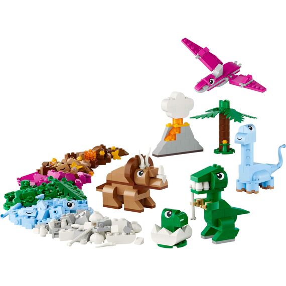 LEGO Classic Kreative Dinosaurier, Bauset mit Modellen und Tierfiguren aus Steinen, fantasievolles Spielerlebnis, Geschenk für Jungen und Mädchen ab 5 Jahren, inklusive T.Rex und Triceratops 11041