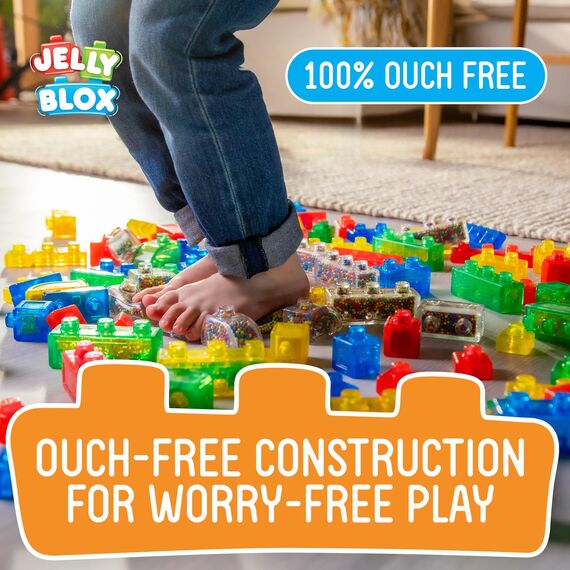 Jelly Blox - Farm Set, Sensorisches Spielzeug für Kinder ab 2 Jahren, Bauset mit 18 weichen, Sensorischen Bauernhoftieren und -Figuren, Bauernhof-Set mit Weichen und Flexiblen Bausteine, Geschenkidee