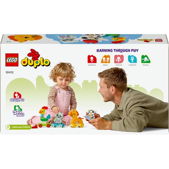 LEGO DUPLO My First Animal Train Set - Educational Toy for Toddlers - incl. Rooster, Horse, Lamb & Cow Farm Animal Figures, Birthday Gift for 1+ Year Old Boys & Girls - 10412