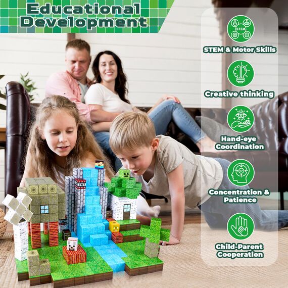 ToyUnited Magnetische Bausteine, magnetische Bausteine, stapelbar, magnetisches Wald-Set, STEM Montessori, sensorisches Spielzeug für Kinder, Jungen, Mädchen, Alter 3, 4, 5, 6, 7, 8, 9, 10,