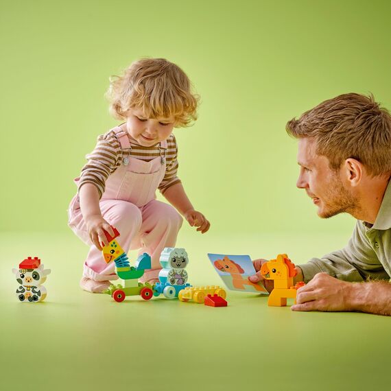 LEGO DUPLO My First Animal Train Set - Educational Toy for Toddlers - incl. Rooster, Horse, Lamb & Cow Farm Animal Figures, Birthday Gift for 1+ Year Old Boys & Girls - 10412