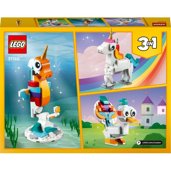 LEGO Creator 3in1 Magical Unicorn Toy - Animal Figure Transforms into a Seahorse or Peacock - Creative Gift for 7+ Year Old Girls & Boys - 31140