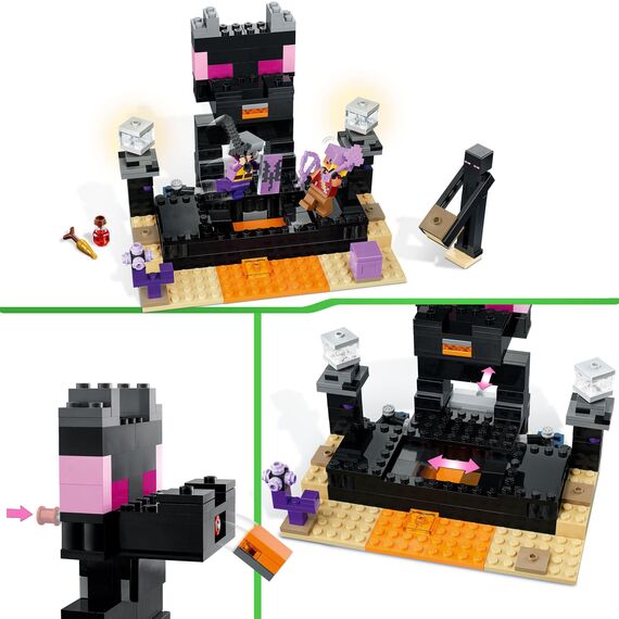 LEGO Minecraft Hinterhalt am Netherportal, Gaming-Spielzeug & Minecraft Die End-Arena Set, Player-vs-Player Battle' Action-Spielzeug mit Lava