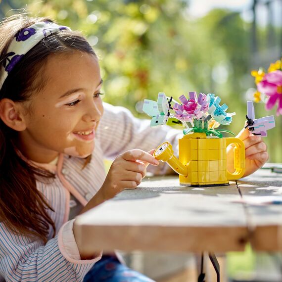 LEGO Creator 3in1 Flowers in Watering Can Toy to Welly Boot to 2 Birds on a Perch, Animals Set for Girls, Boys & Kids, with 3 Butterfly Toys, Makes a Great Desk Accessory, Nature Gift 31149