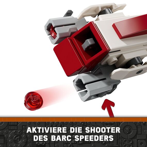 LEGO Star Wars Flucht mit dem BARC Speeder, The Mandalorian Set, Spielzeug-Bike mit Seitenwagen, enthält die Figuren Kelleran Beq und Grogu, Geschenk für Jungen und Mädchen ab 8 Jahren 75378