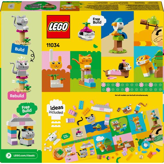 LEGO Classic Creative Pets - Colourful Bricks Set - Build Toy Dog, Cat, Rabbit, Hamster and Bird Animal Figures - Arts & Crafts Kit for 5+ Year Old Girls & Boys - Gift Idea - 11034