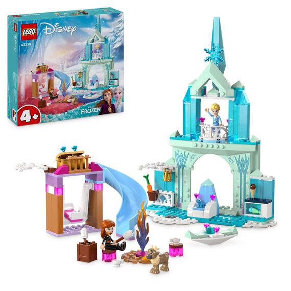 LEGO Disney Frozen Elsas Eispalast, Eiskönigin-Schloss-Spielzeug mit Prinzessin ELSA und Anna Puppen, Plus 2 Tierfiguren, tolles Geschenk für 4-jährige Mädchen und Jungen 43238