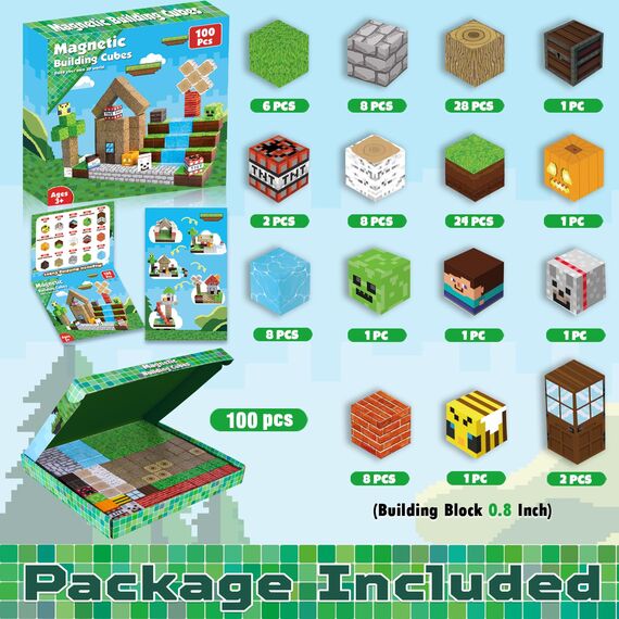 ToyUnited Magnetische Bausteine, magnetische Bausteine, stapelbar, magnetisches Wald-Set, STEM Montessori, sensorisches Spielzeug für Kinder, Jungen, Mädchen, Alter 3, 4, 5, 6, 7, 8, 9, 10,