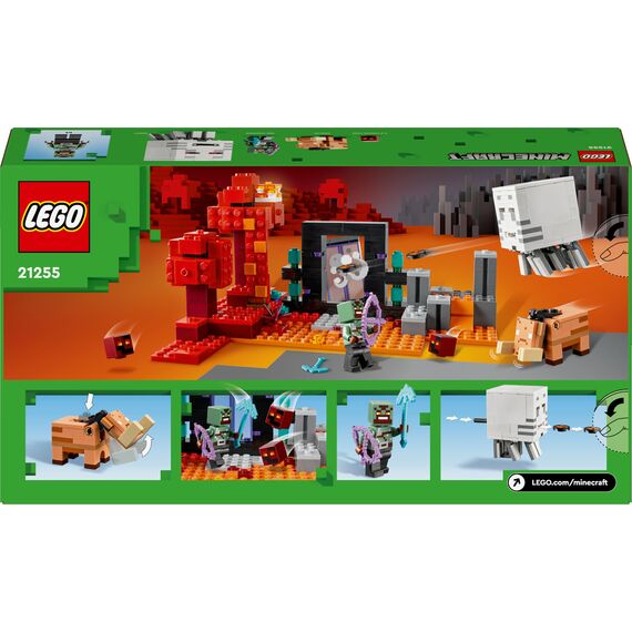 LEGO Minecraft Hinterhalt am Netherportal - Spielzeug mit Orc Krieger Figur, Hoglin und Ghast - Spielset zum Bauen mit 2 Magmawürfeln - Gamer Geschenk für Jungen & Mädchen ab 8 Jahren - 21255