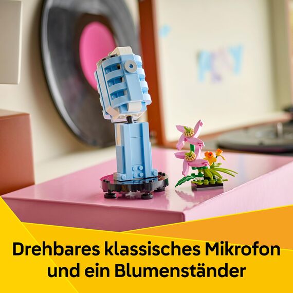 LEGO Creator 3in1 Record Player with Flowers Building Toy - Rebuilds Into a Radio Model or Microphone - Music Toys for 8+ Year Old Girls & Boys - Creative Gift Idea - 31172