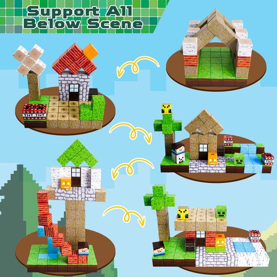ToyUnited Magnetische Bausteine, magnetische Bausteine, stapelbar, magnetisches Wald-Set, STEM Montessori, sensorisches Spielzeug für Kinder, Jungen, Mädchen, Alter 3, 4, 5, 6, 7, 8, 9, 10,