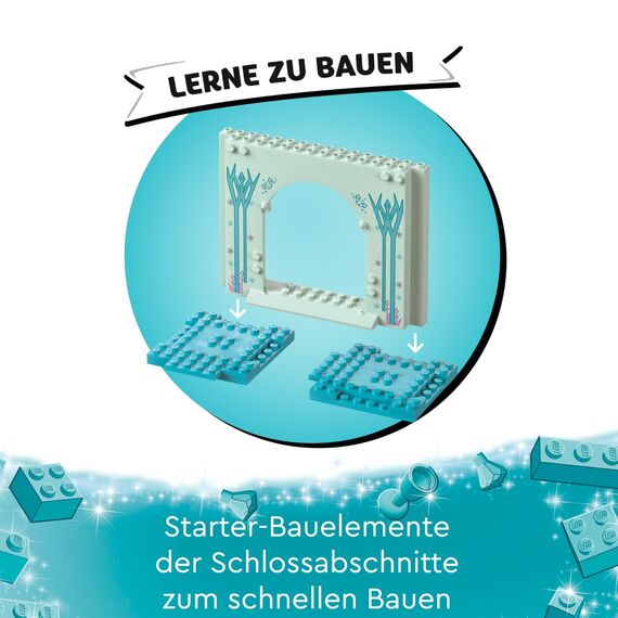 LEGO Disney Frozen Elsas Eispalast, Eiskönigin-Schloss-Spielzeug mit Prinzessin ELSA und Anna Puppen, Plus 2 Tierfiguren, tolles Geschenk für 4-jährige Mädchen und Jungen 43238