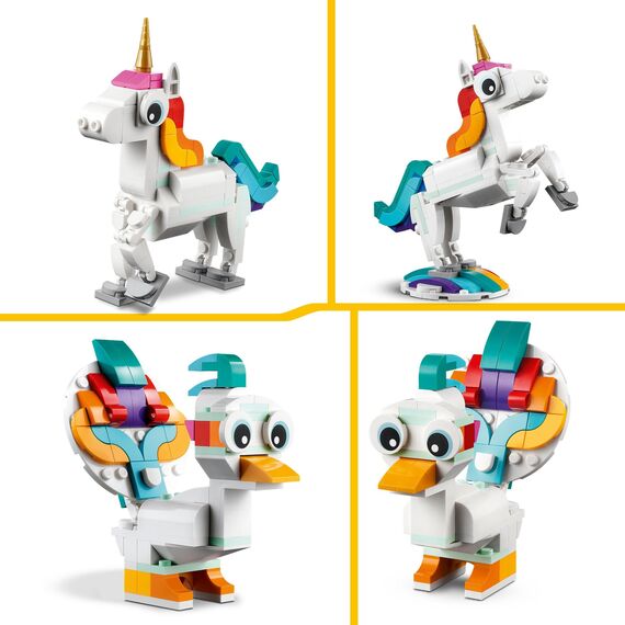LEGO Creator 3in1 Magical Unicorn Toy - Animal Figure Transforms into a Seahorse or Peacock - Creative Gift for 7+ Year Old Girls & Boys - 31140