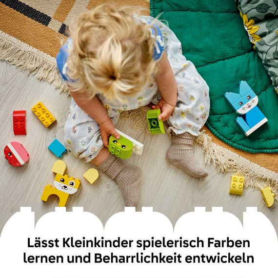 LEGO DUPLO 3-in-1 Kreative Tiere - Kleinkinder Lernspielzeug zur Förderung der Feinmotorik - Tierfiguren inkl. Hund, Katze, Vogel und Fisch - Geschenk für Babys, Mädchen und Jungen ab 1 Jahr - 10477