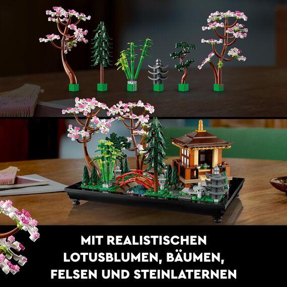LEGO Icons Garten der Stille - Modell zum Bauen und Ausstellen - Japanische Oase mit Pavillon, Brücke, Koi-Karpfen, Lotusblumen, Bäumen - DIY Deko - Geschenk für Frauen und Männer - 10315