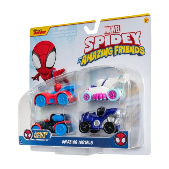 Spidey und seine Super-Freunde SNF0200 - Metall Fahrzeuge 4er-Set, Spielzeug ab 3 Jahren