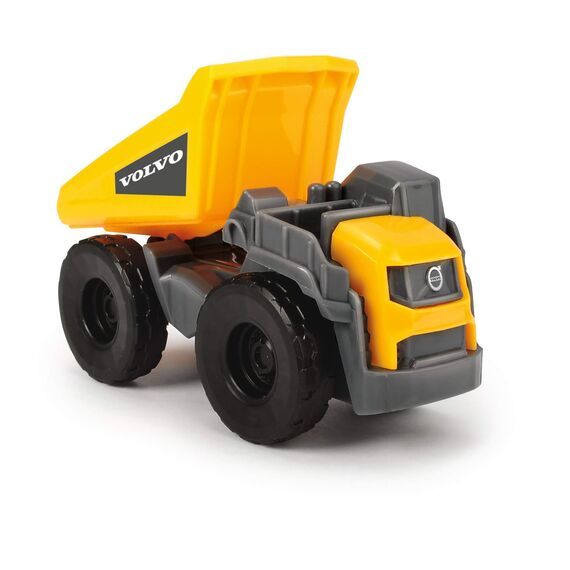 Dickie Toys Volvo Micro Workers 5er Set Baustellenfahrzeuge (je 10 cm) - Kinder Bagger Spielzeug, Radlader & Muldenkipper Auto Spielzeug mit Freilauf, Fahrzeuge ab 3 Jahren, gelb/grau - 203722008