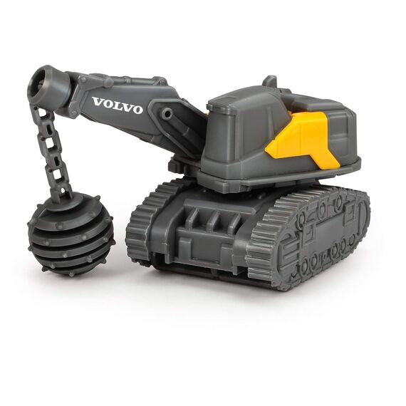 Dickie Toys Volvo Micro Workers 5er Set Baustellenfahrzeuge (je 10 cm) - Kinder Bagger Spielzeug, Radlader & Muldenkipper Auto Spielzeug mit Freilauf, Fahrzeuge ab 3 Jahren, gelb/grau - 203722008