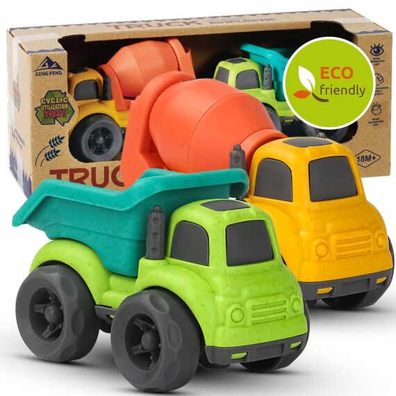 Cicili LKW Spielzeug ab 1 Jahr, Nachhaltiger Bio-Kunststoff Kinder Set ab 2 Jahr Indoor Outdoor Sandspielzeug für Mädchen Jungen, Badewannenspielzeug Sandkasten (Grüner)