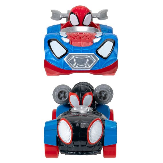 Marvel's Spidey and his Amazing Friends SNF0240 Amazing Metals Stadtbahn-Set, 61 cm hoch, Zwei Exklusive 7,6 cm Druckguss-Fahrzeuge enthalten, Superhelden-Spielzeuge für