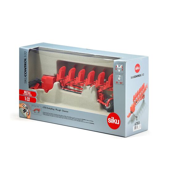 siku 6783, Drehpflug, 1:32, Ferngesteuert, Für SIKU CONTROL Fahrzeuge mit Anhängerkupplung, Metall/Kunststoff, Rot