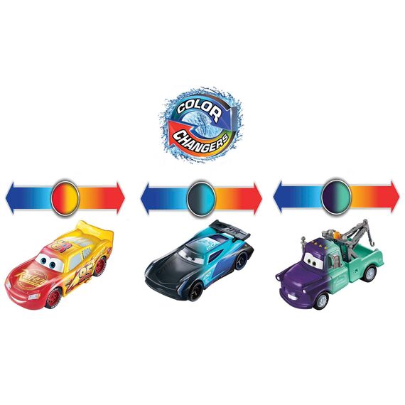 Mattel Disney Pixar Cars - Farbwechsel Fahrzeuge 3er-Pack mit Lightning McQueen, Hook und Bobby Swift, Geschenk für Kinder ab 3 Jahren GPB03