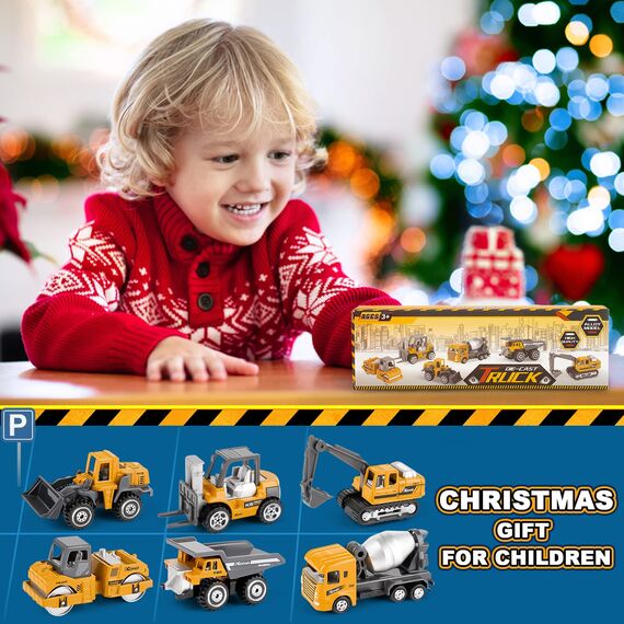 Dreamon Baustellen Fahrzeuge Metall Kunststoff Bagger,Baufahrzeuge Spielzeug Auto (Yellow)