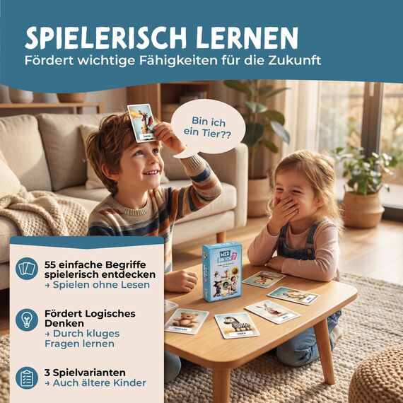 lila liebt dich Wer Bin ich Spiel Kinder ab 4 Jahre - Lustiges Ratespiel & Reisespiele für Unterwegs - Interaktives Kartenspiel, Ostergeschenke Kinder, Quiz Spaß für die ganze Familie