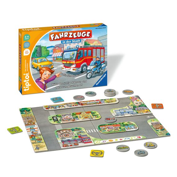 Ravensburger tiptoi Spiel 00127 Fahrzeuge in der Stadt - Lernspiel ab 3 Jahren, lehrreiches Zuordnungsspiel für Jungen und Mädchen, für 1-4 Spieler