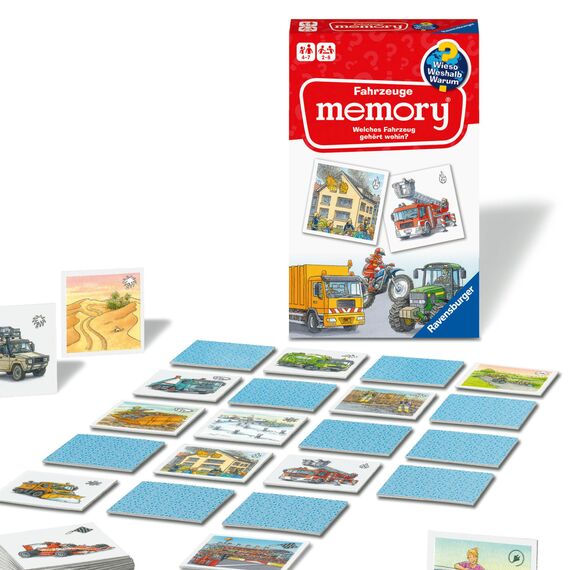 Ravensburger 20647 - Fahrzeuge Memory® Wieso? Weshalb? Warum? der Spieleklassiker für 2-6 Spieler, Kinderspiel für alle Fahrzeug-Fans ab 4 bis 7 Jahren