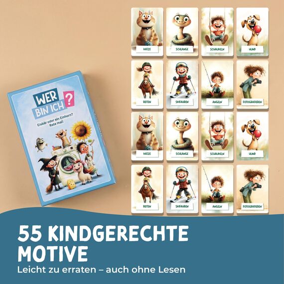 lila liebt dich Wer Bin ich Spiel Kinder ab 4 Jahre - Lustiges Ratespiel & Reisespiele für Unterwegs - Interaktives Kartenspiel, Ostergeschenke Kinder, Quiz Spaß für die ganze Familie