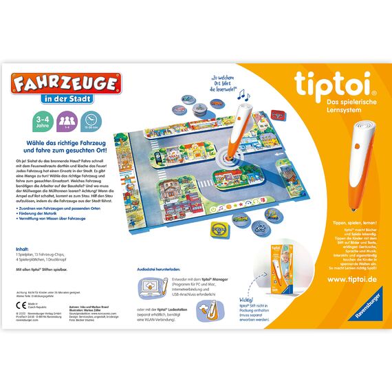 Ravensburger tiptoi Spiel 00127 Fahrzeuge in der Stadt - Lernspiel ab 3 Jahren, lehrreiches Zuordnungsspiel für Jungen und Mädchen, für 1-4 Spieler