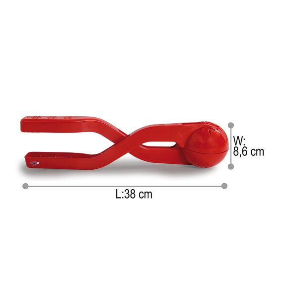 JAMARA 460394 - Snow Play Schneeballzange 38cm rot – Schneebälle (ca. 7 cm Durchmesser) in Sekunden Formen, nie Wieder kalte Hände, Schneebälle sind fluffig und Nicht so hart wie die Handgemachten