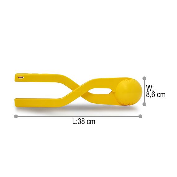 JAMARA 460396 - Snow Play Schneeballzange 38cm - Schneebälle (ca. 7 cm Durchmesser) in Sekunden Formen, nie Wieder kalte Hände, Schneebälle sind fluffig und Nicht so hart wie die Handgemachten, gelb