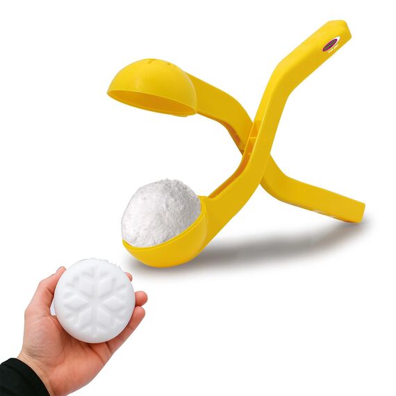 JAMARA 460396 - Snow Play Schneeballzange 38cm - Schneebälle (ca. 7 cm Durchmesser) in Sekunden Formen, nie Wieder kalte Hände, Schneebälle sind fluffig und Nicht so hart wie die Handgemachten, gelb