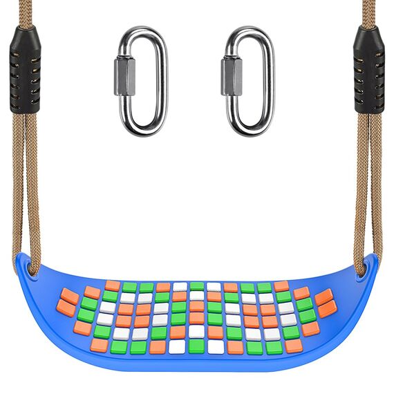 SELEWARE Schaukel Outdoor Kinder Schaukelsitz - Indoor Erwachsene Schaukelbrett mit rutschfest Verstellbaren Seil Garten Kinderschaukel rutschfest Hinterhof Gartenschaukel Blau