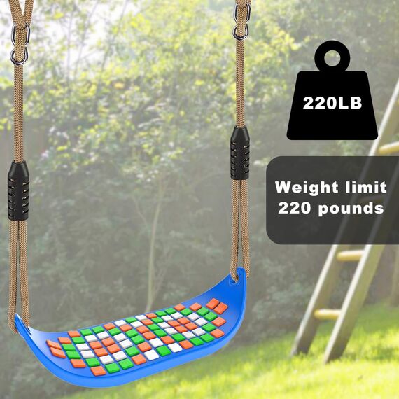 SELEWARE Schaukel Outdoor Kinder Schaukelsitz - Indoor Erwachsene Schaukelbrett mit rutschfest Verstellbaren Seil Garten Kinderschaukel rutschfest Hinterhof Gartenschaukel Blau