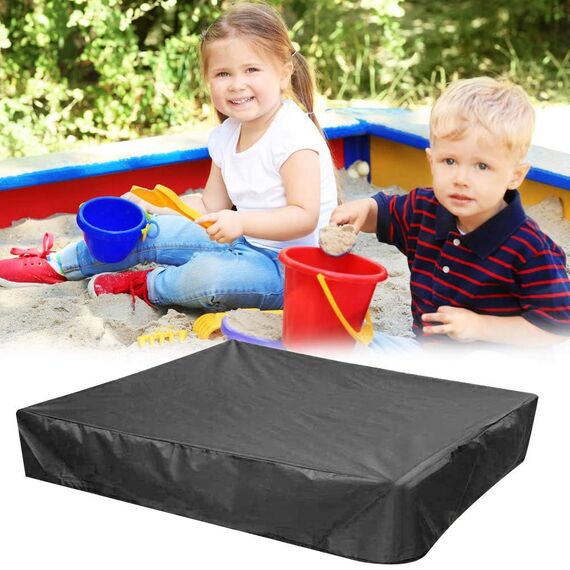 PERFETSELL Sandkastenabdeckungen 120cm*120cm Wasserdicht Sandkasten Abdeckung Oxford-Stoff Schwarz Sandkästen Abdeckplane mit Kordelzug für Sandkästen